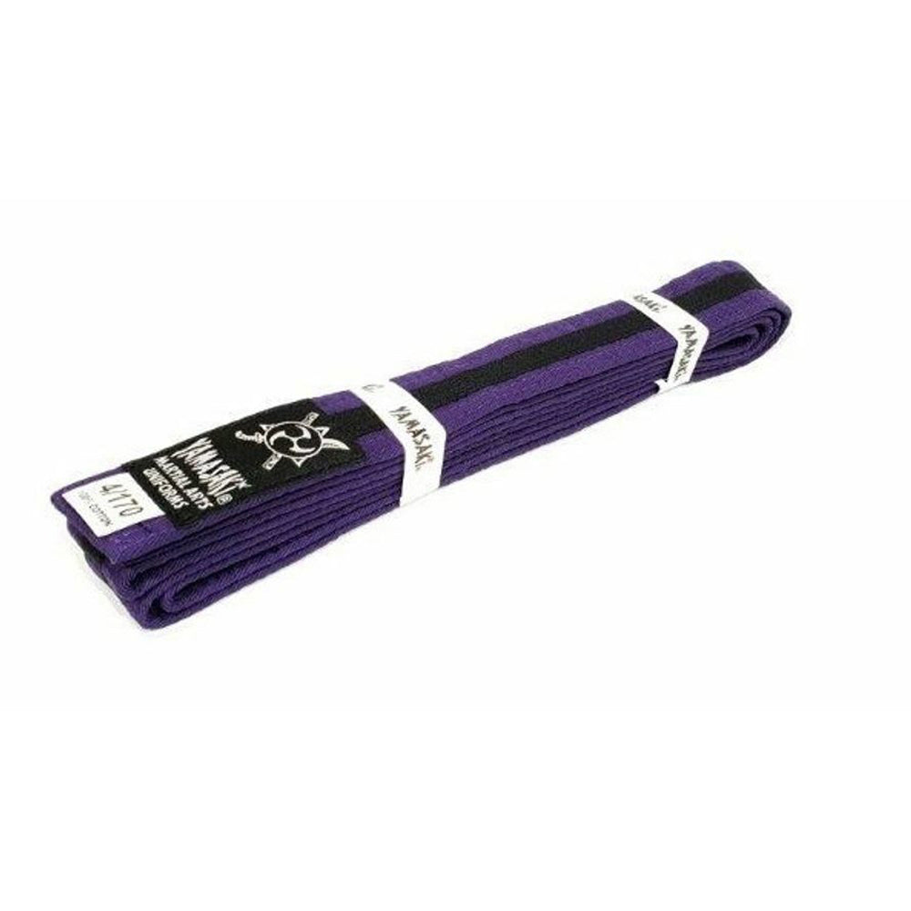 Yamasaki Coloured Martial Arts Belts w/ Black Stripe (Purple)
