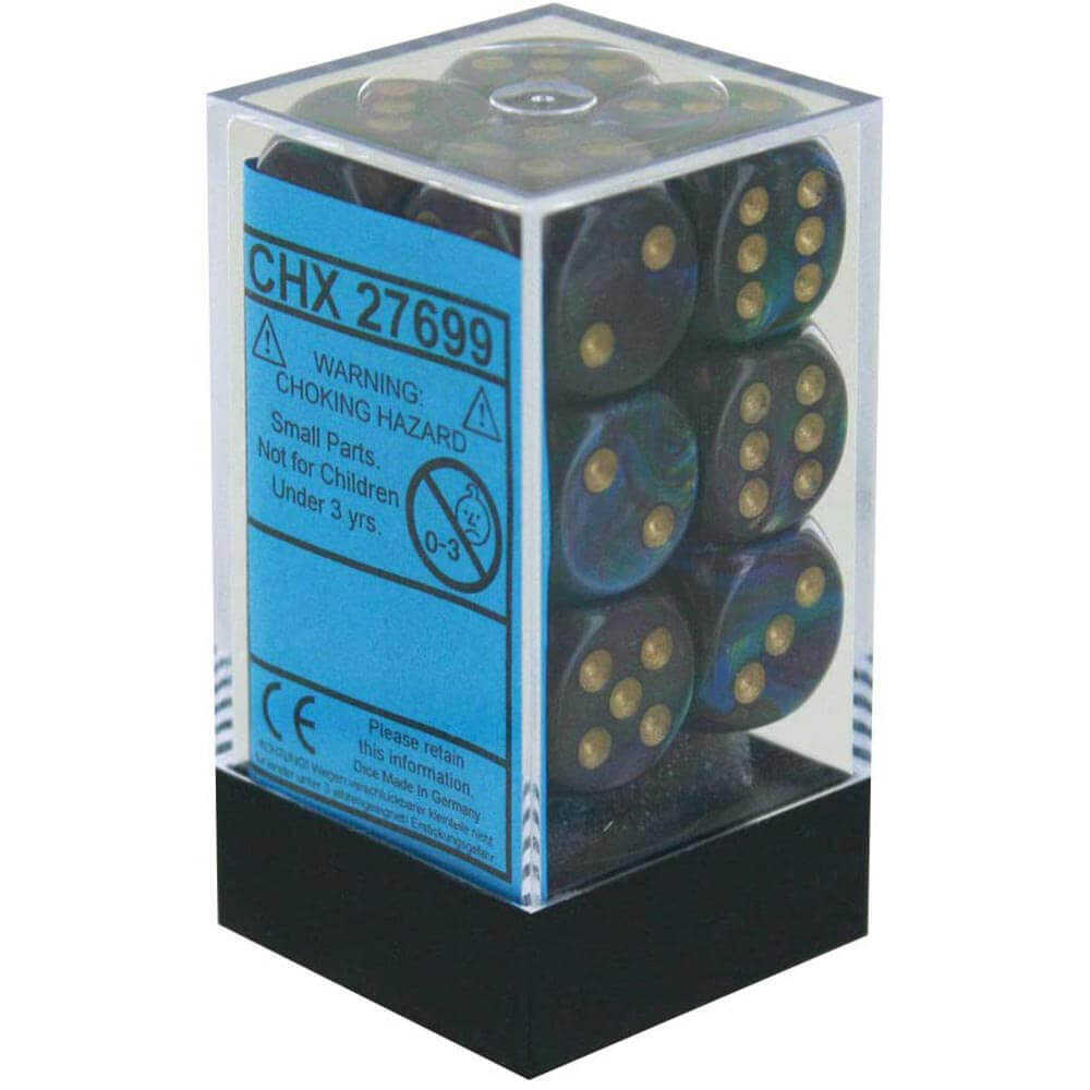 D6 terninger skinnende 16mm (12 terninger)