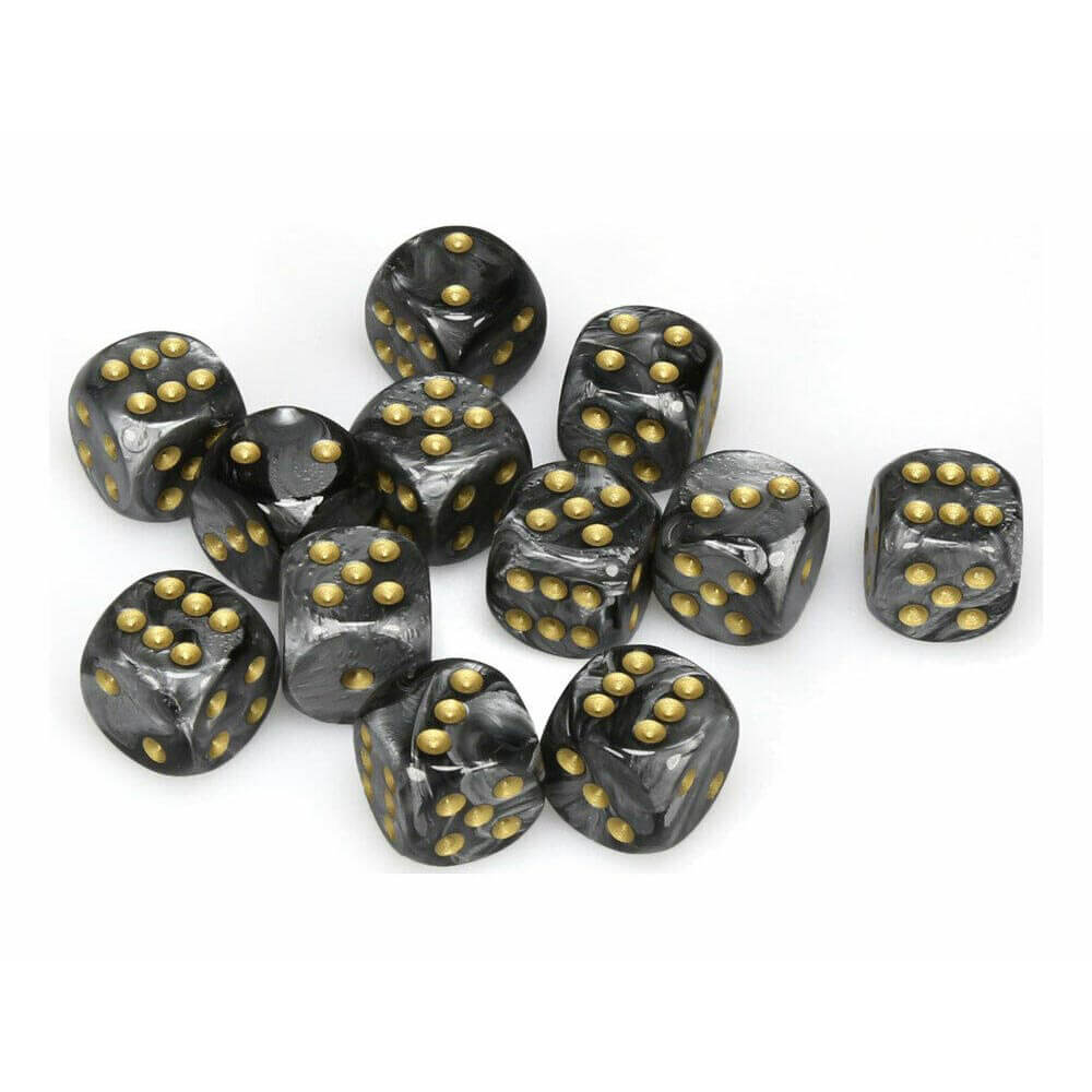 D6 terninger skinnende 16mm (12 terninger)
