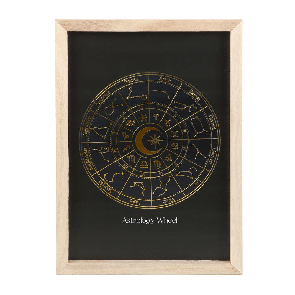 Astrology Wheel Black Wooden Framed Wall Print