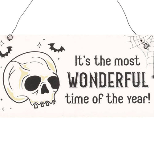 Most Wonderful Time of Year Skull Hanging MDF Sign
