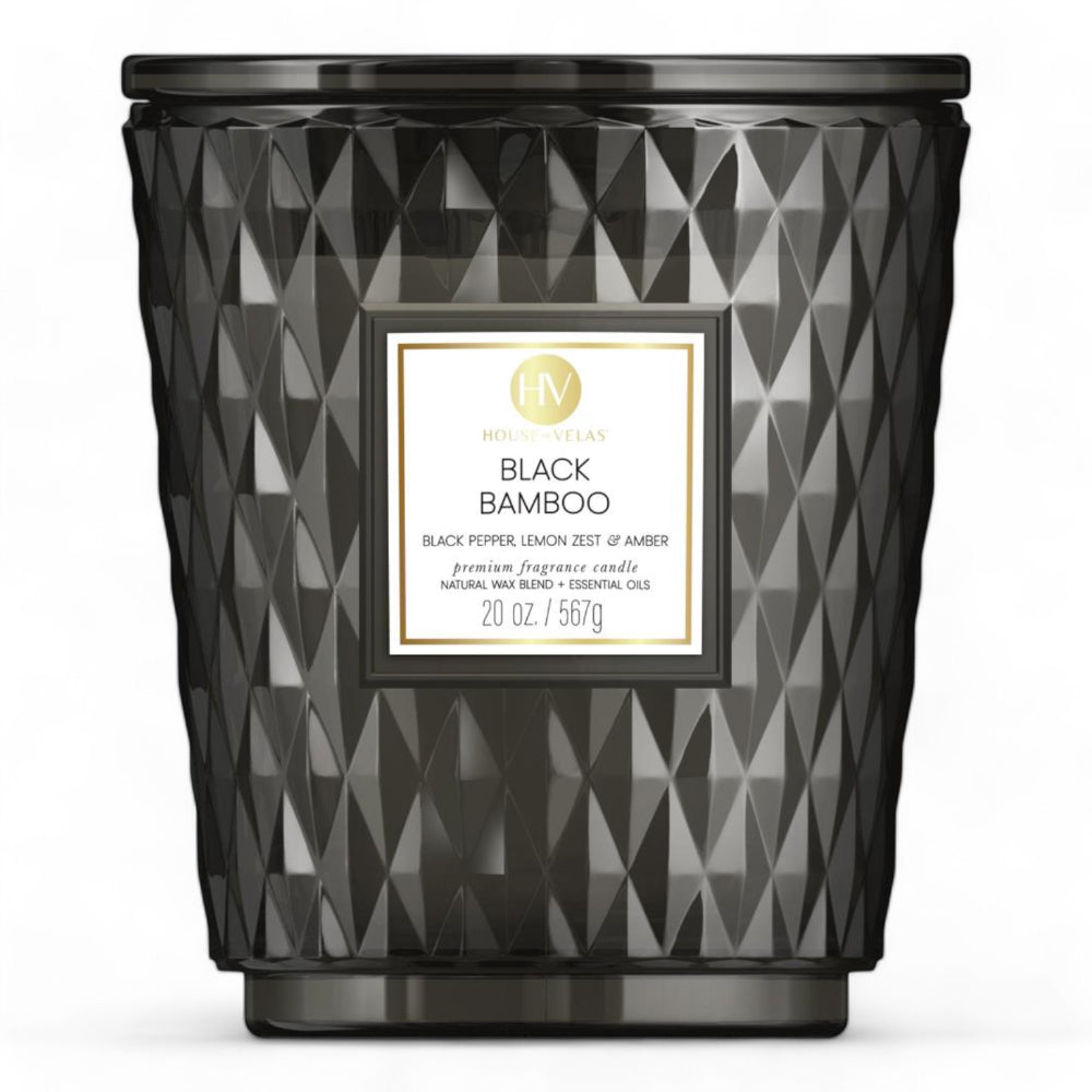 Black Bamboo Coloured Glass Candle 595g