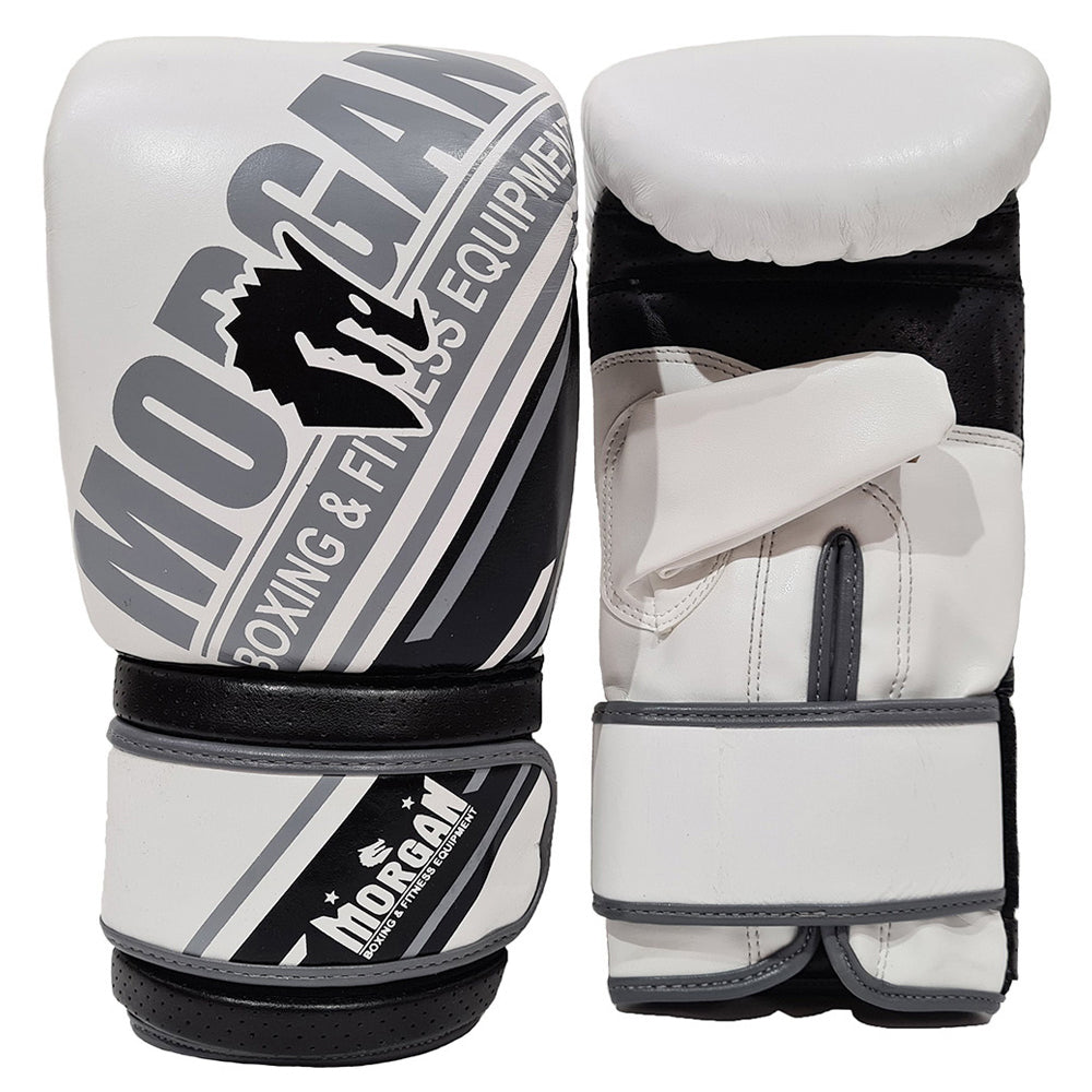 Morgan Aventus Leather Curved Bag Mitts (White/Black)