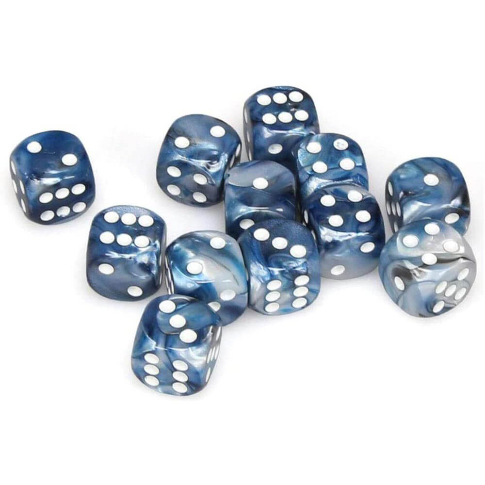 D6 terninger glansert 16mm (12 terninger)
