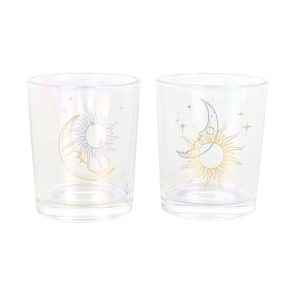 Sun and Moon Glass Votice Holders (Set of 2)