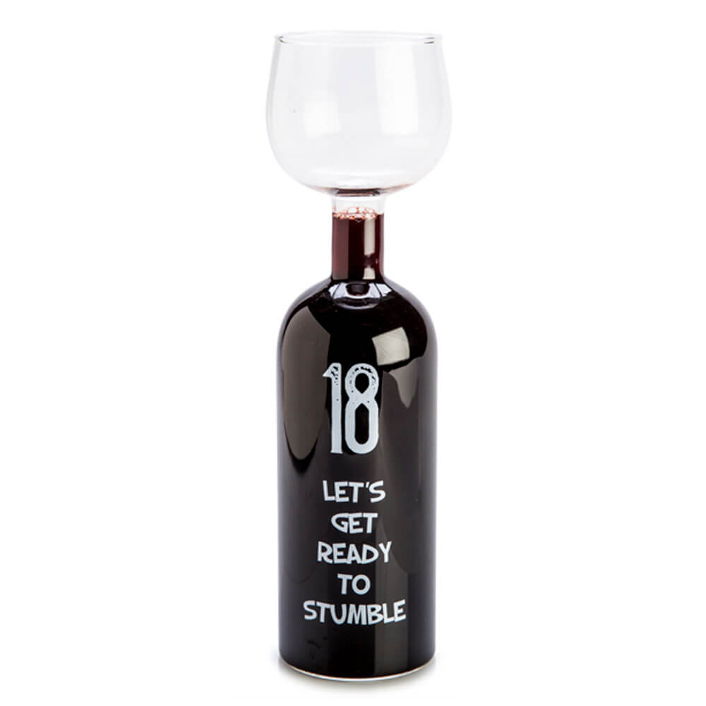 Bicchiere di bottiglia di buon compleanno